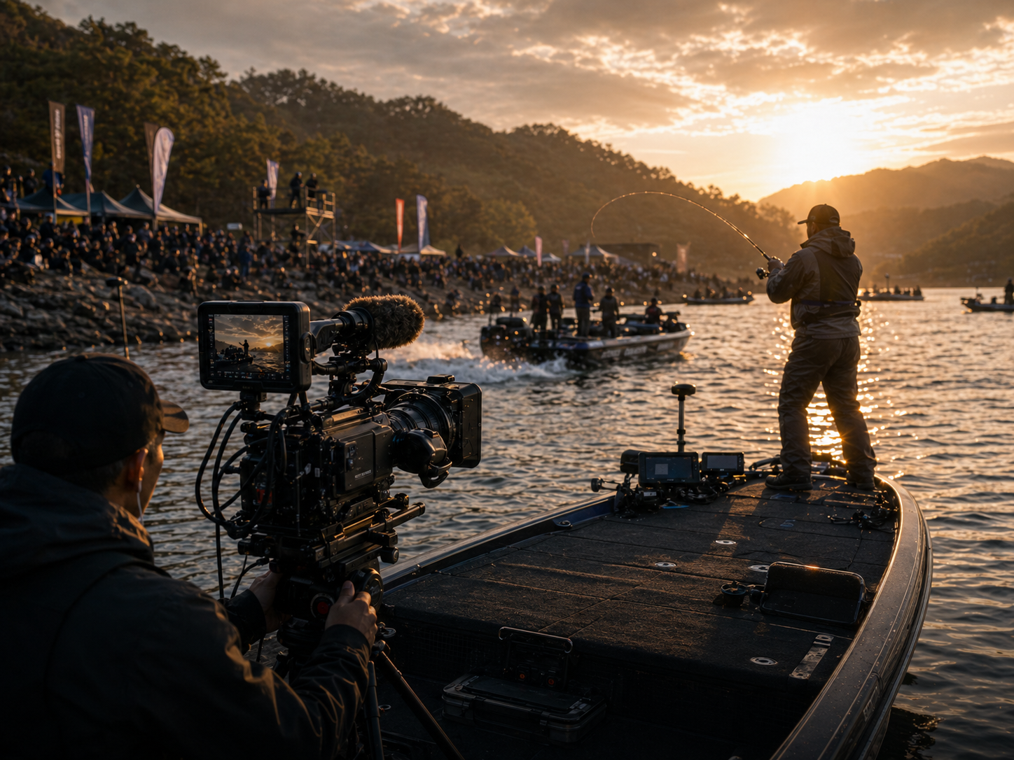 현장 라이브 방송과 출조 분위기를 담은 장면